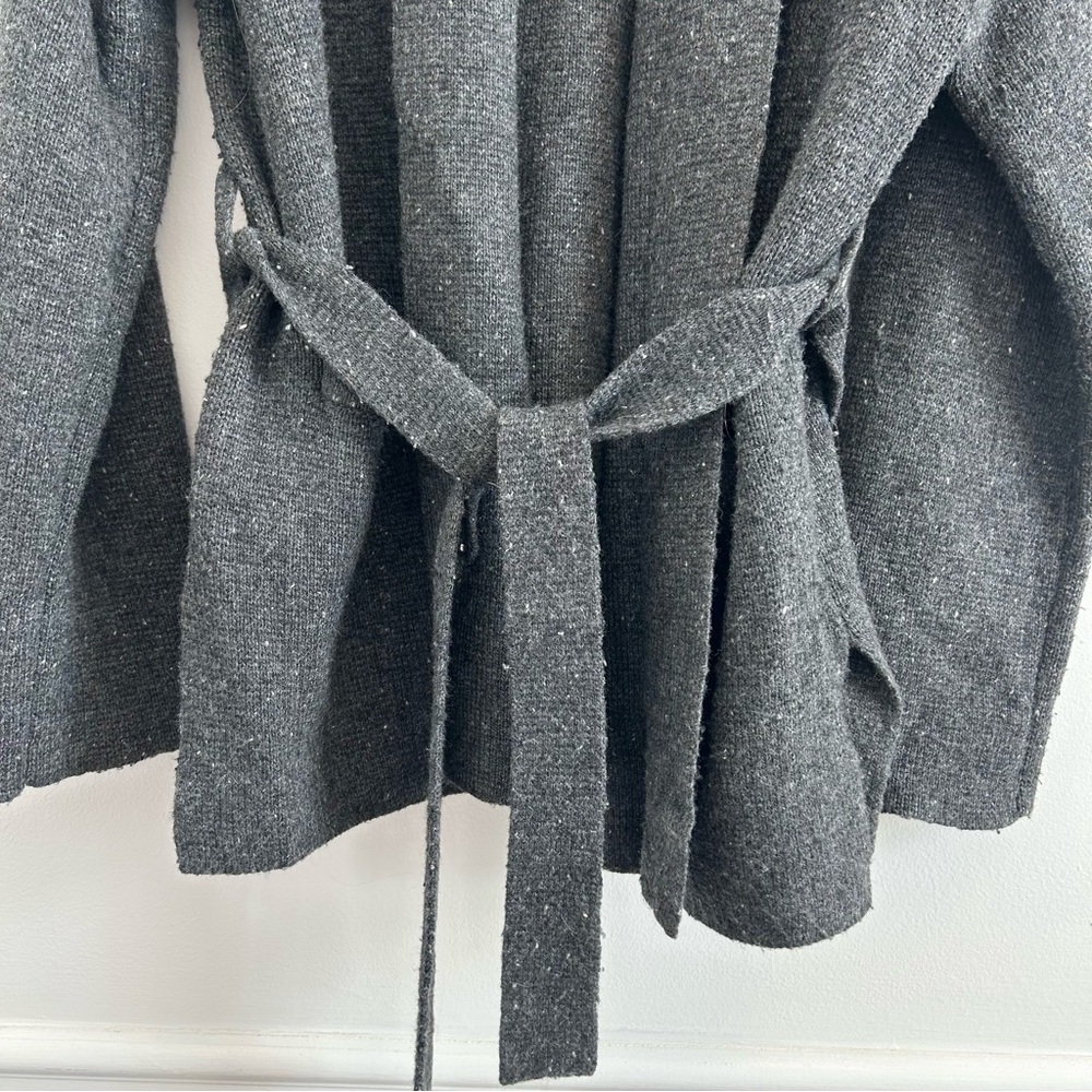 Madewell Donegal Tie-Waist Cardigan Sweater in Donegal Thunder Heather Black - L - Picture 10 of 12